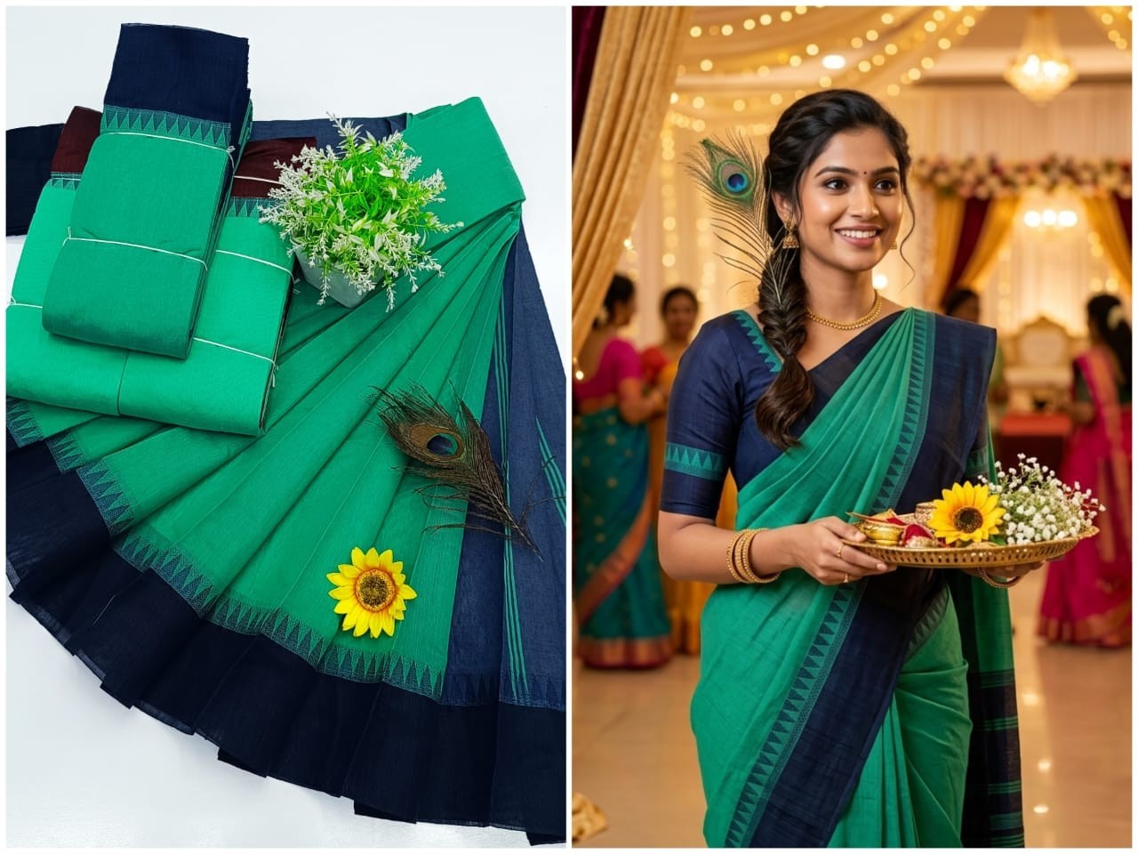 KORVAI BORDER SILK COTTON  SAREES